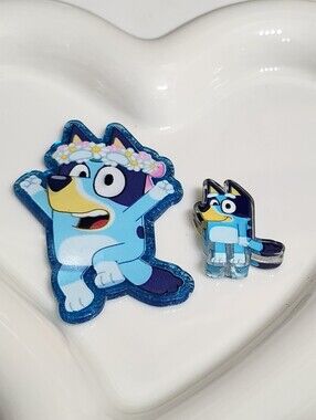 Blue Dog Flatback Focal Bead Crafts Beaded Pen Bag Clip Badge Keychain Hair Clip